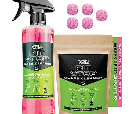 WASH&WHIPS Pit Stop Glass Cleaner / All Surface Cleaner Refill Tablets (Makes 5 Gallons)