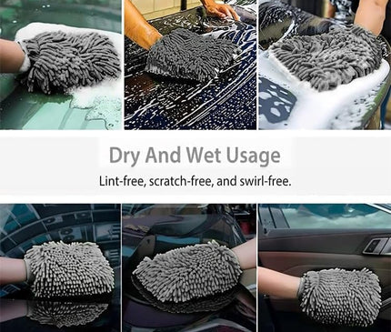 WASH & WHIPS Car Wash Kit - 3-Gallon Bucket with Particle Interceptor Trap, Shampoo, Chenille Mitt & Microfiber Soft Towel, 5pcs