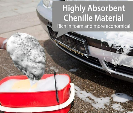 WASH&WHIPS Chenille Premium Scratch-Free Microfiber Lint-Free Blue Wash Mitt 8" x 10"in & Black Pitstop Particle Interceptor