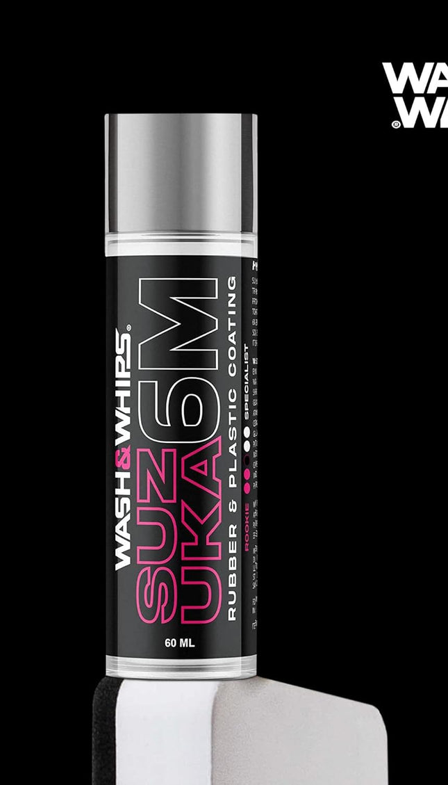 WASH&WHIPS Suzuka 6M Rubber & Plastic Coating for Cars, Restores and Brings Back Black - Concentrated Formula Non-Greasy, 60ml