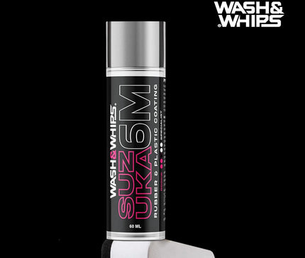 WASH&WHIPS Suzuka 6M Rubber & Plastic Coating for Cars, Restores and Brings Back Black - Concentrated Formula Non-Greasy, 60ml