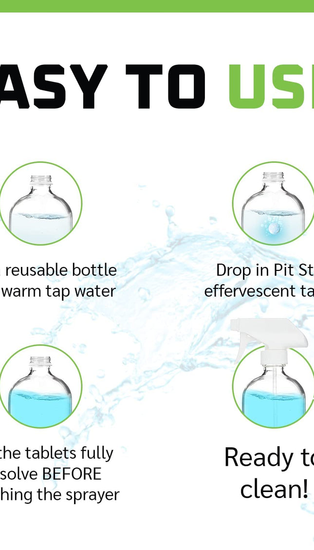 WASH&WHIPS Pit Stop Glass Cleaner / All Surface Cleaner Refill Tablets (Makes 5 Gallons)
