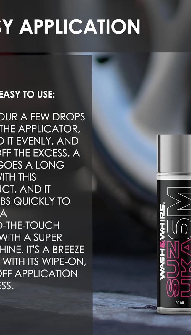 WASH&WHIPS Suzuka 6M Rubber & Plastic Coating for Cars, Restores and Brings Back Black - Concentrated Formula Non-Greasy, 60ml