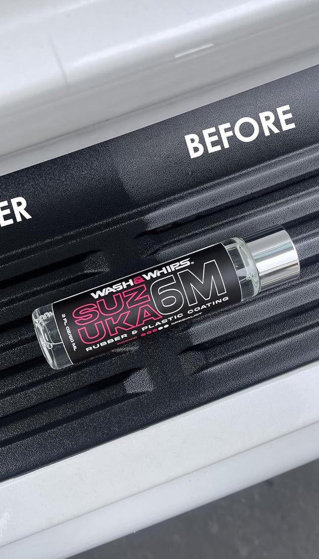 WASH&WHIPS Suzuka 6M Rubber & Plastic Coating for Cars, Restores and Brings Back Black - Concentrated Formula Non-Greasy, 60ml