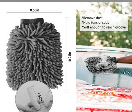 WASH&WHIPS Microfiber Chenille Car Cleaning Mitt - 2pk