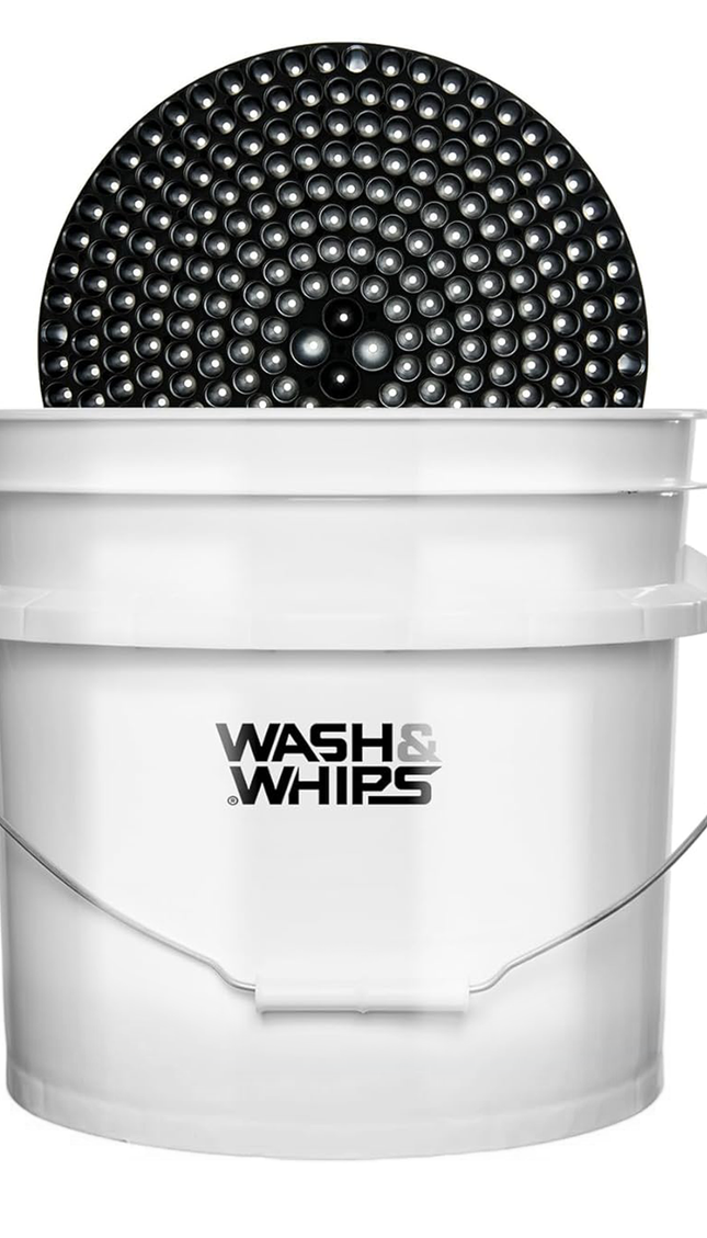 WASH&WHIPS Chenille Premium Scratch-Free Microfiber Lint-Free Blue Wash Mitt 8" x 10"in & Black Pitstop Particle Interceptor