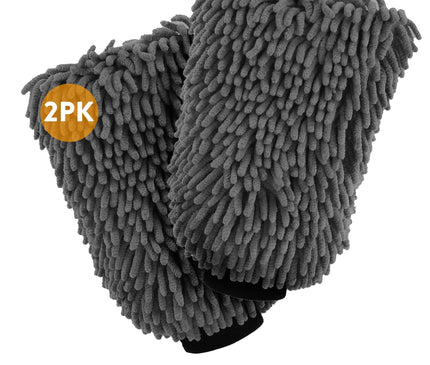 WASH&WHIPS Microfiber Chenille Car Cleaning Mitt - 2pk