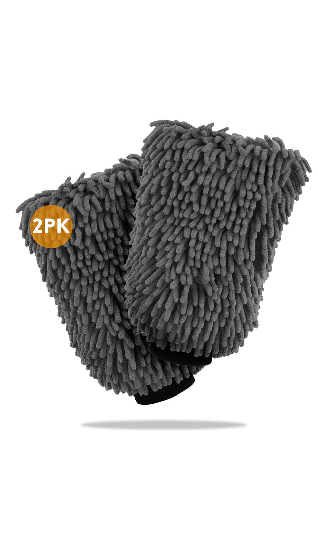 WASH&WHIPS Microfiber Chenille Car Cleaning Mitt - 2pk