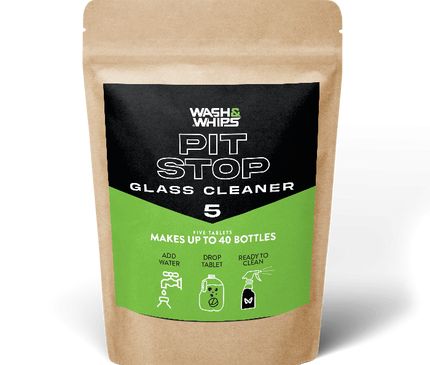 WASH&WHIPS Pit Stop Glass Cleaner / All Surface Cleaner Refill Tablets (Makes 5 Gallons)