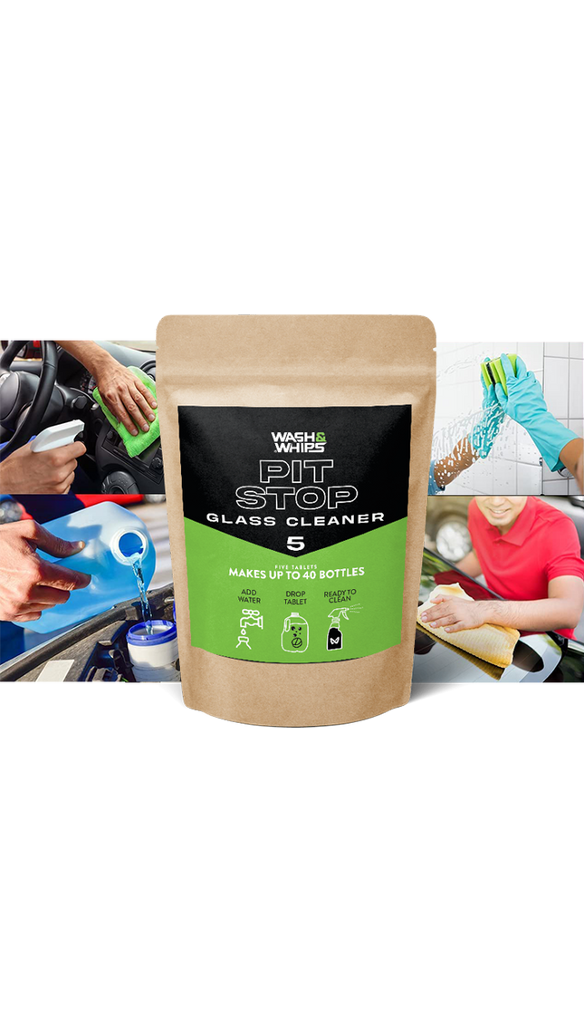 WASH&WHIPS Pit Stop Glass Cleaner / All Surface Cleaner Refill Tablets (Makes 5 Gallons)