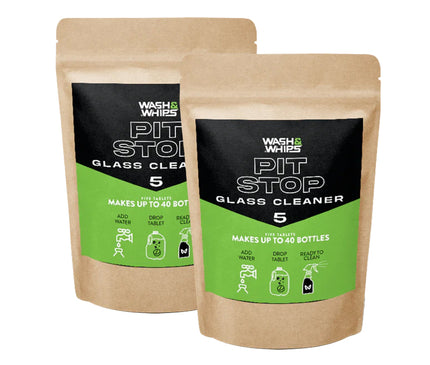 WASH&WHIPS Pit Stop Glass Cleaner / All Surface Cleaner Refill Tablets (Makes 5 Gallons)