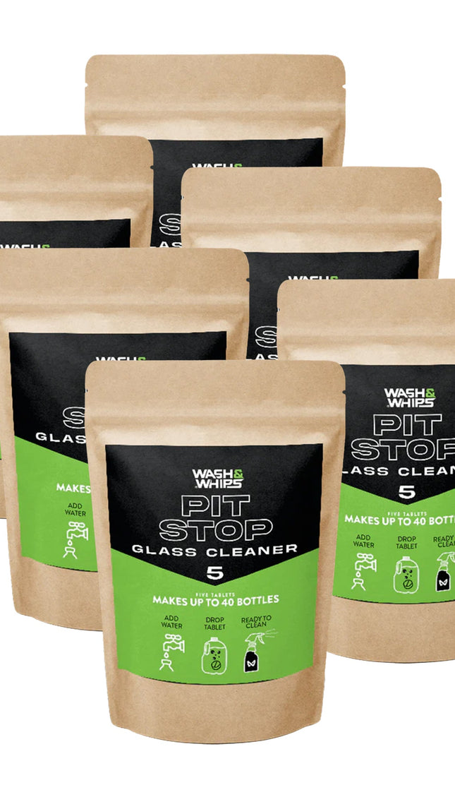 WASH&WHIPS Pit Stop Glass Cleaner / All Surface Cleaner Refill Tablets (Makes 5 Gallons)