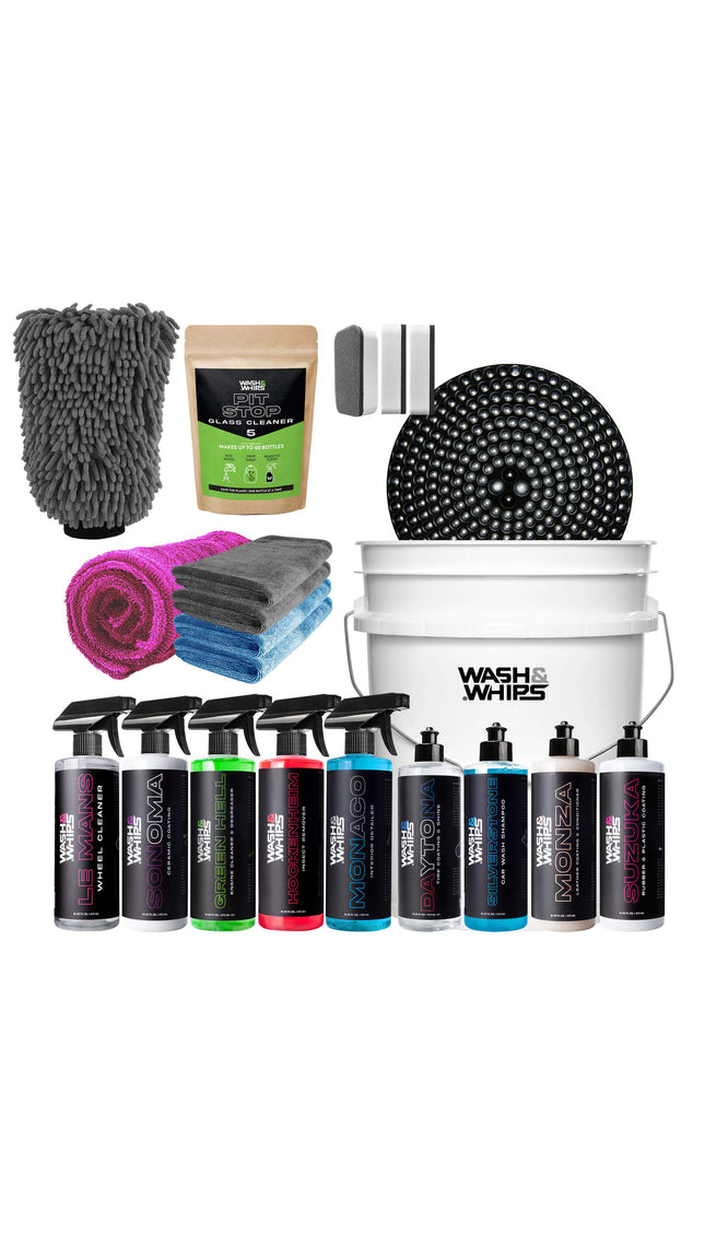 WASH&WHIPS Quick Detailing Pro Kit for Auto Detailing - 16-Piece Complete Car Care Set
