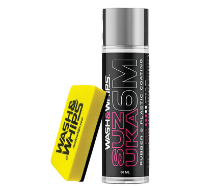 WASH&WHIPS Suzuka 6M Rubber & Plastic Coating for Cars, Restores and Brings Back Black - Concentrated Formula Non-Greasy, 60ml