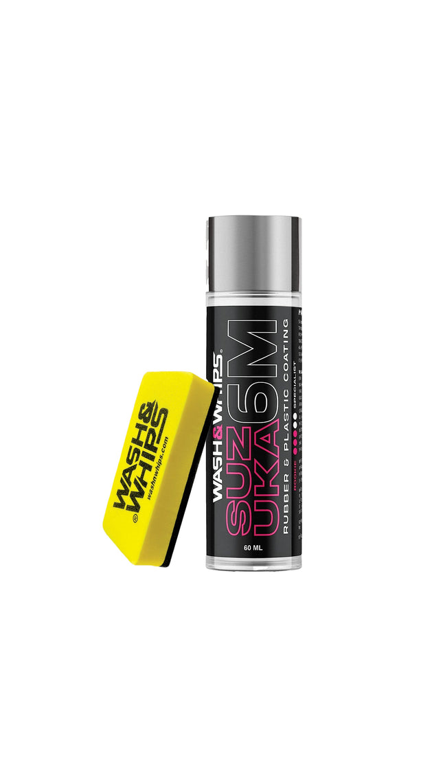 WASH&WHIPS Suzuka 6M Rubber & Plastic Coating for Cars, Restores and Brings Back Black - Concentrated Formula Non-Greasy, 60ml