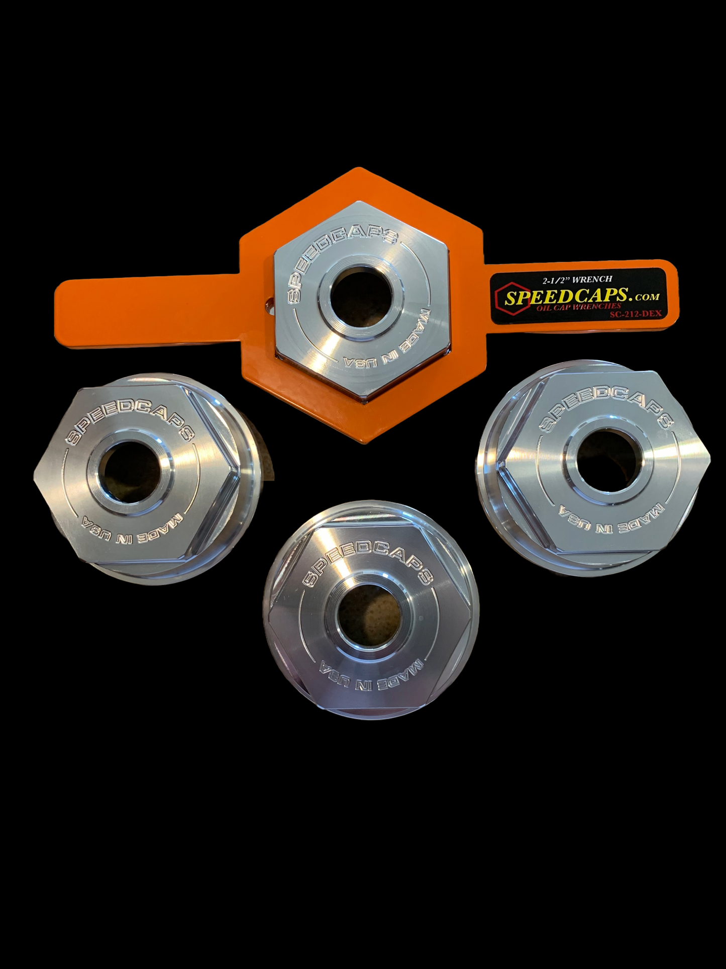 (4) Velocity-Pack SC-35-PRO Oil Caps & 2-1/2 inch Wrench